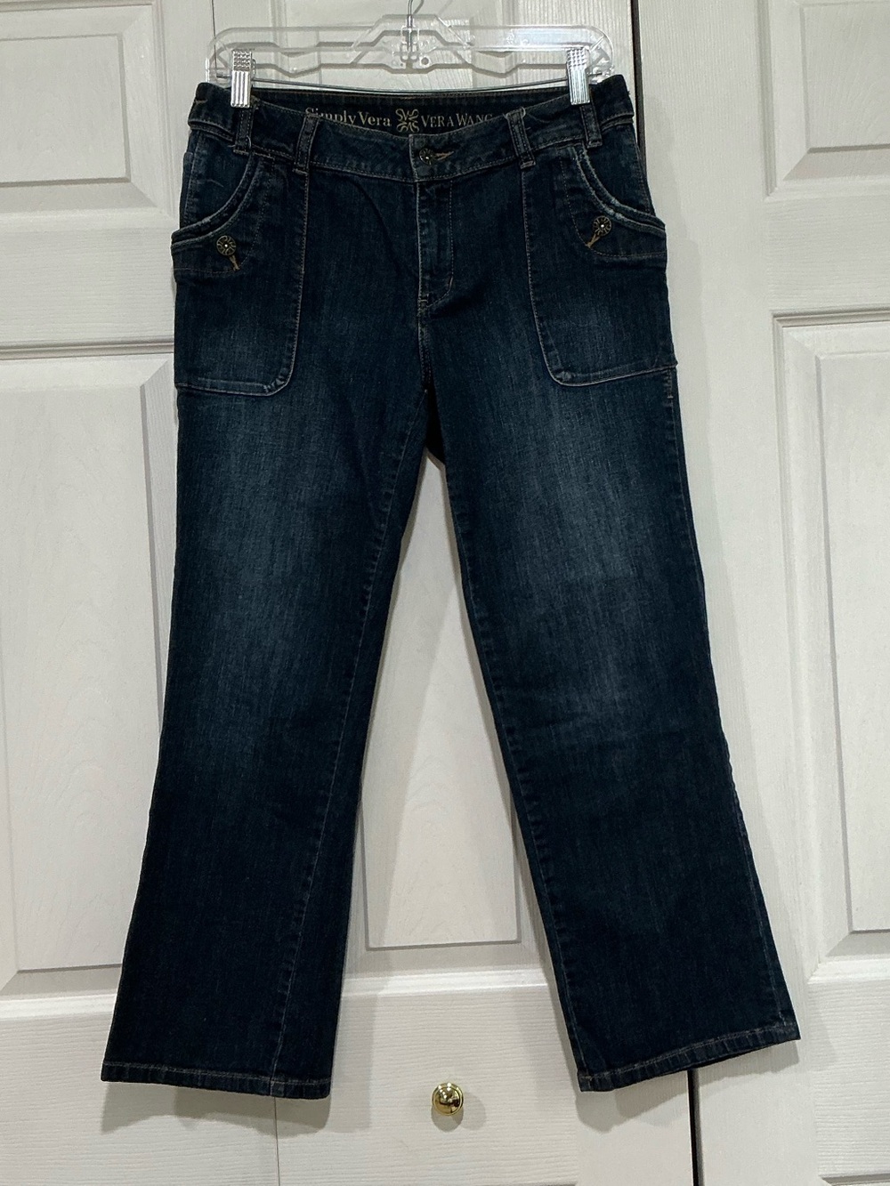 💙 Simply Vera Vera Wang Straight Cropped Blue Denim Jeans - 6/28 (01653)